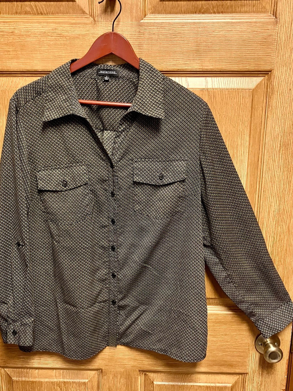 Notations Black and Cream Geometric Button-Down Shirt